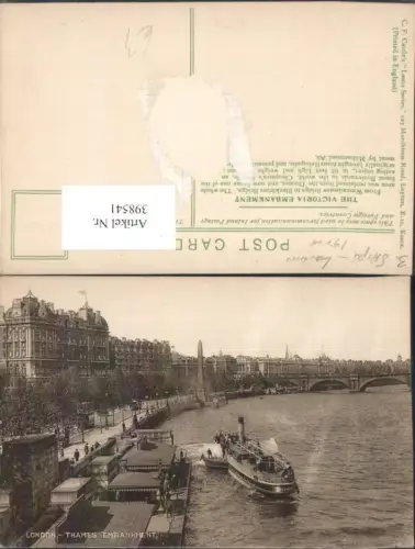 398541,England London Thames Embankment Teilansicht Fluss Dampfer