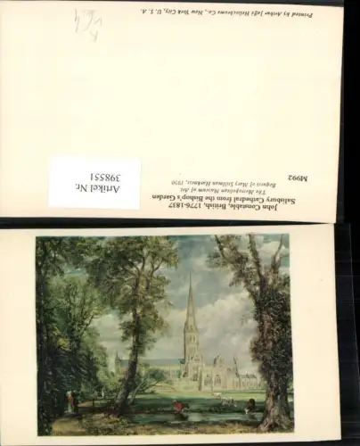 398551,Künstler AK John Constable England Salisbury Cathedral from Bishops Garden pub Arthur Jaffe
