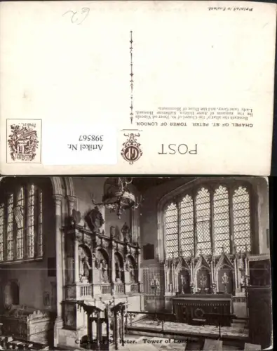 398567,England Tower of London Chapel of St. Peter Burg Kapelle Innenansicht