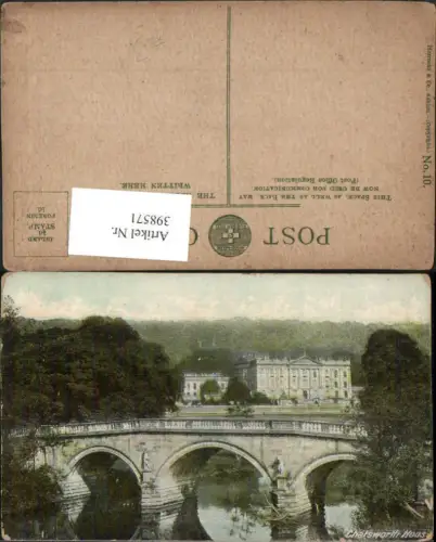 398571,England Derbyshire Chatsworth House Schloss Brücke