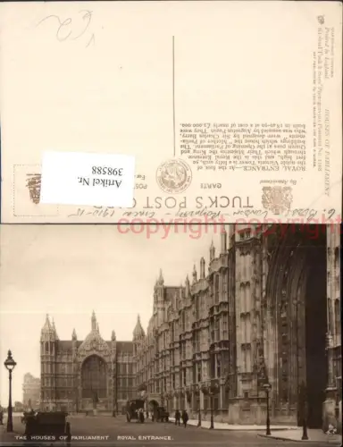 398588,England London Houses of Parliament Royal Entrance pub Raphael Tuck 2168