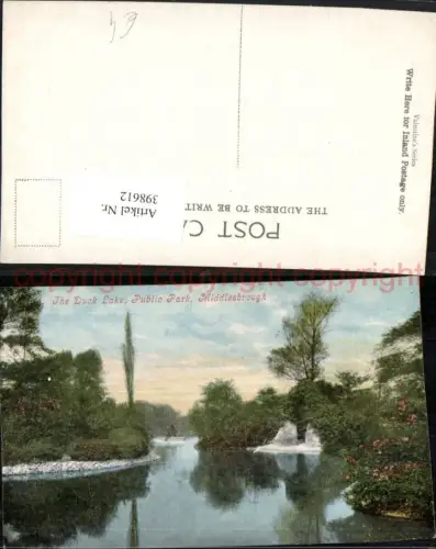 398612,England Middlesbrough Public Park Duck Lake Teich