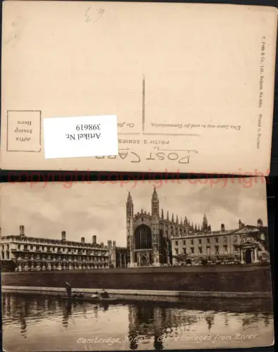 398619,England Cambridge Kings and Clare Colleges from River Schule