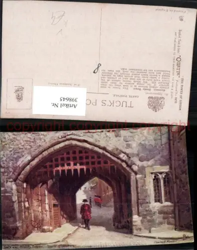 398645,Künstler AK Charles E. Flower England Tower of London Gateway Bloody Tower pub Tuck 6476