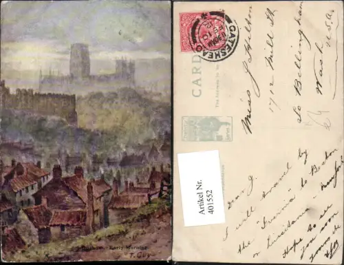 401552,Künstler AK T. Guy England Durham Teilansicht m. Burg