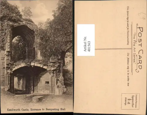 401563,England Kenilworth Castle Entrance to Banqueting Hall