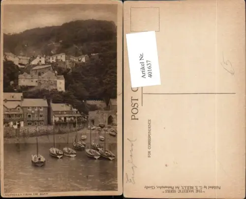 401637,England Clovelly from the Quay Teilansicht Boote