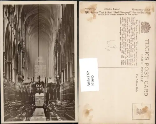 401645,England London Westminster Abbey Choir Kirche Innenansicht Chor pub Raphael Tuck 3719