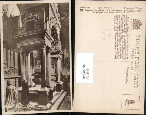 401646,England London Westminster Abbey Tomb of Mary Queen Grabmal pub Raphael Tuck 3719