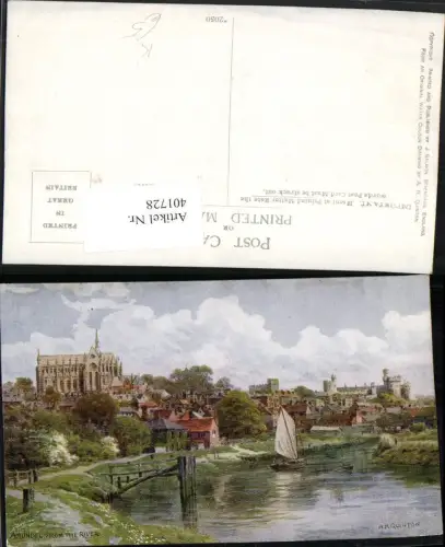 401728,Künstler AK A. R. Quinton England Arundel from the River Totale