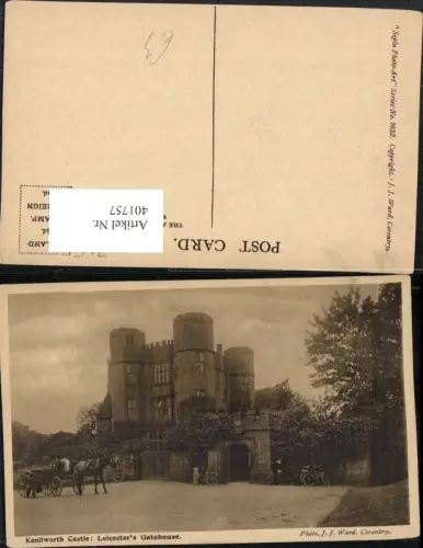 401757,England Kenilworth Castle Leicesters Gatehouse Burg Kutsche