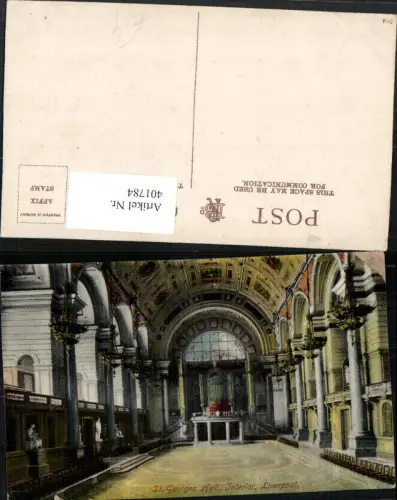 401784,England Liverpool St. Georges Hall Interior Innenansicht