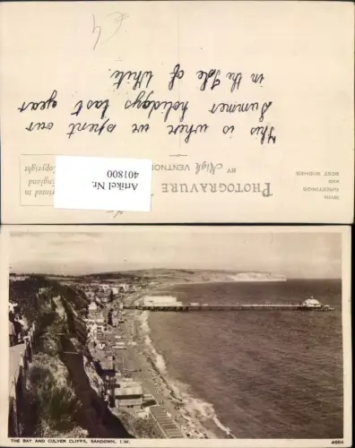 401800,England Sandown Bay and Culver Cliffs Strand Seebrücke