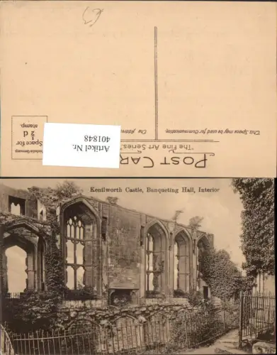 401848,England Kenilworth Castle Banqueting Hall Interior Ruine
