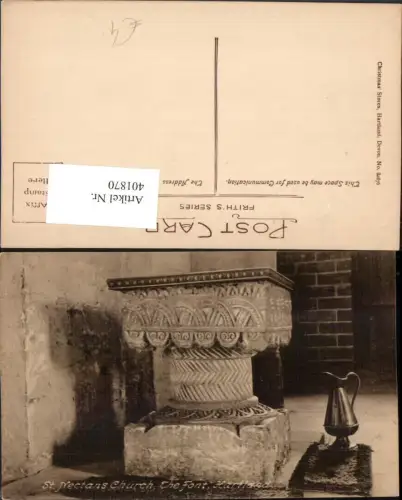 401870,England Hartland St. Mectans Church Font Taufbecken