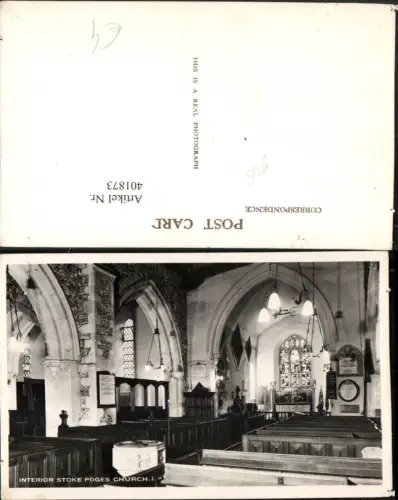 401873,England Stoke Poges Church Interior Kirche Innenansicht