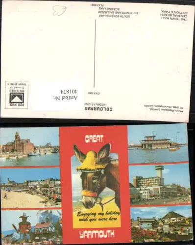 401874,England Yarmouth Town Hall Central Beach Bottons Park Esel Mehrbildkarte