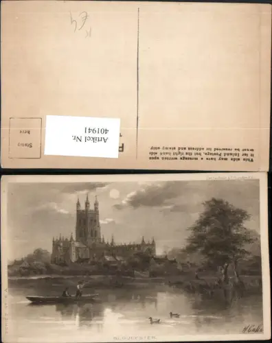 401941,Künstler AK H. Colls England Gloucester Kirche Ruderboot