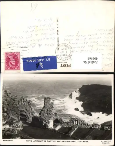 401965,England Tintagel King Arthurs Castle and Rough Sea Küste Brandung