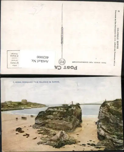 402000,England Newquay Island and Sands Strand Küste Brücke