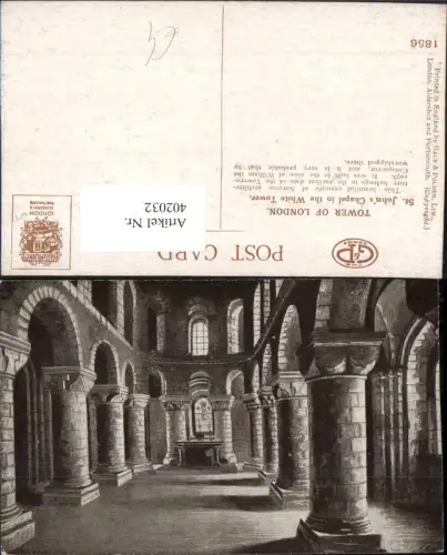 402032,England Tower of London St. Johns Chapel in the White Tower Kapelle Innenansicht