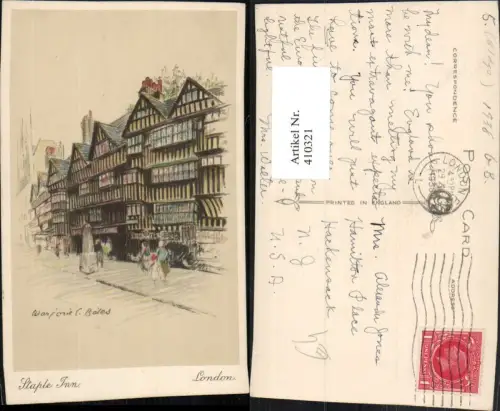 410321,Künstler AK Marjorie C. Bales England London Stapel Inn