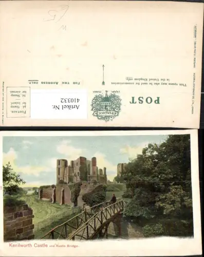 410332,England Kenilworth Castle and Rustic Bridge Burg Brücke