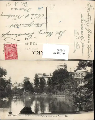 410340,England London War and Foreign Offices from St-James Park Teich