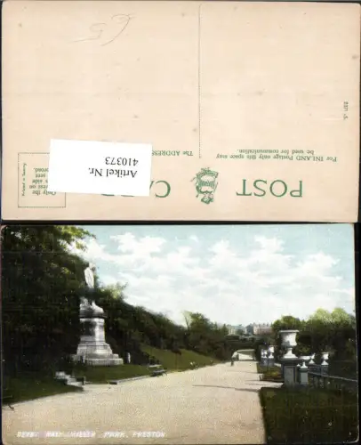 410373,England Preston Miller Park Derby Walk Straße Statue