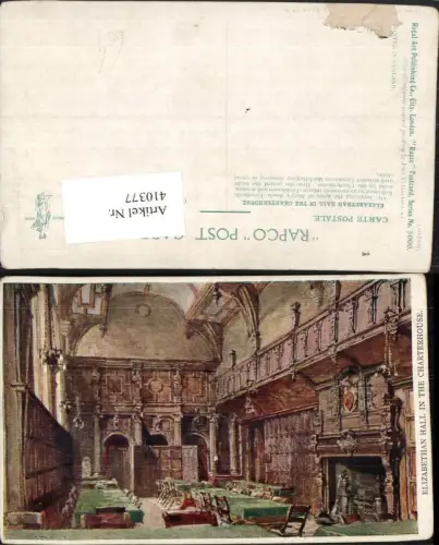 410377,Künstler AK England London Elizabethan Hall in the Charterhouse Innenansicht