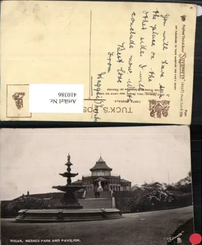 410386,England Wigan Mesnes Park and Pavillon Brunnen pub Raphael Tuck 1956