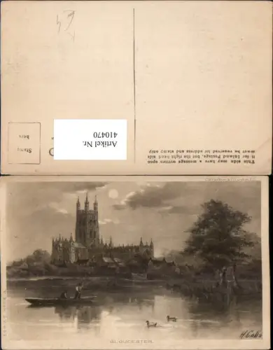 410470,Künstler AK H. Colls England Gloucester Church Kirche Boot