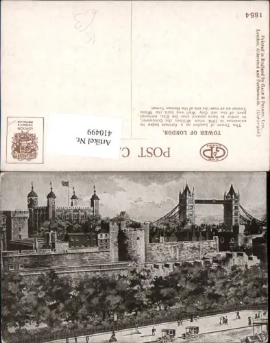 410499,Künstler AK England Tower of London Burg Brücke