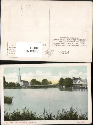 410511,England Great Marlow Bridge and Church Brücke Kirche