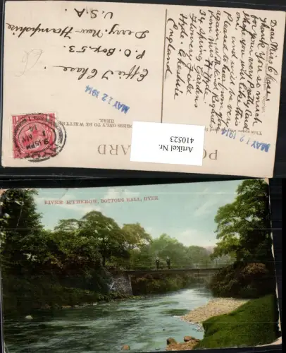 410523,England Hyde Bottoms Hall River Etherow Fluss Brücke