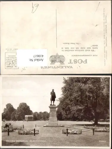 410617,England Gloucester Raikes Memorial Denkmal Statue
