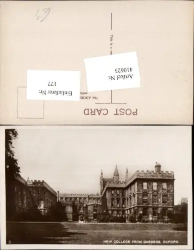 410623,England Oxford New College from Gardens Schule