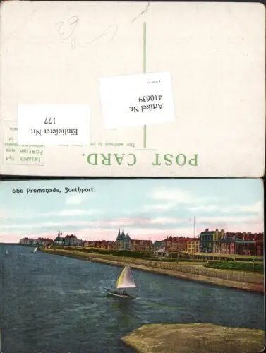 410639,England Southport Promenade Teilansicht Segelboot