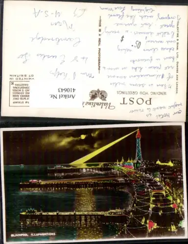 410643,England Blackpool Illuminations Nacht Leuchtturm Mondschein