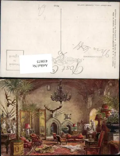 410675,Künstler AK W. W. Quatremain England Warwick Castle Great Hall Innenansicht