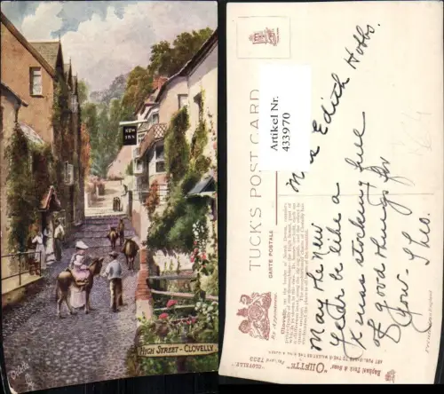433970,Künstler AK England Clovelly High Street Straßenansicht New Inn pub Raphael Tuck 7233
