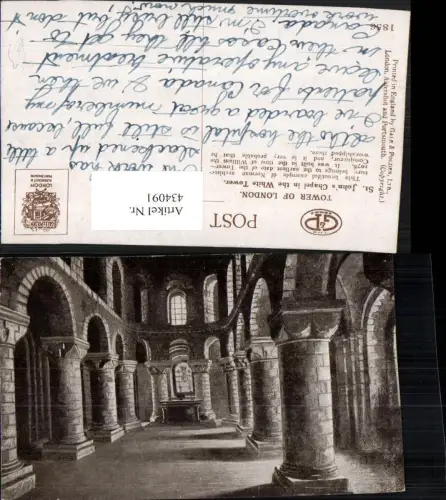 434091,England Tower of London St. Johns Chapel in the White Tower Kapelle Säulen