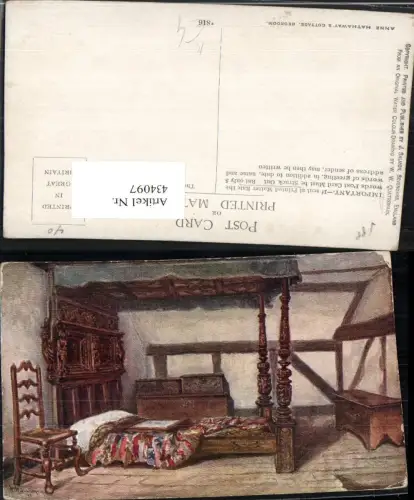 434097,Künstler AK W. W. Quatremain England Stratford-on-Avon Anne Hathaway Cottage Bedroom