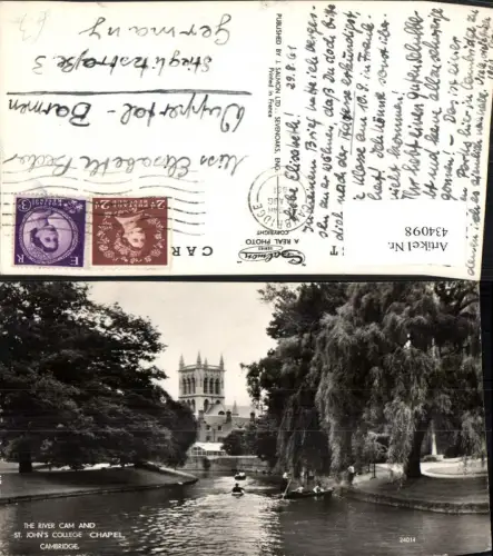 434098,England Cambridge River Cam and St. Johns College Chapel Fluss Kirche