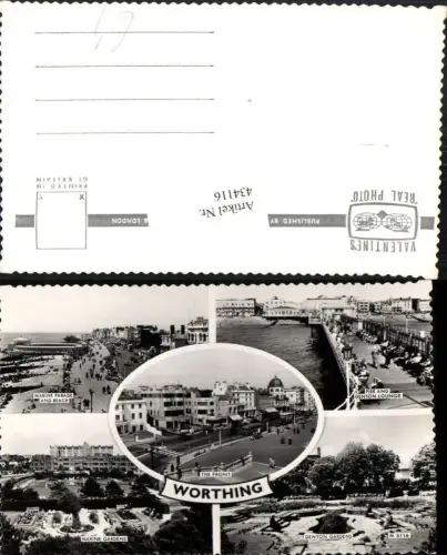 434116,England Worthing Marine Parade Gardens Pier Strand Mehrbildkarte