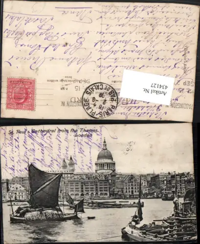 434127,England London St. Pauls Cathedral from the Thames Kirche Boote
