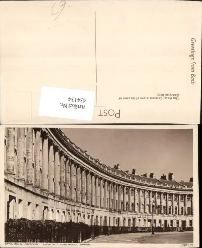 434134,England Bath Royal Crescent Reihenhäuser Säulen