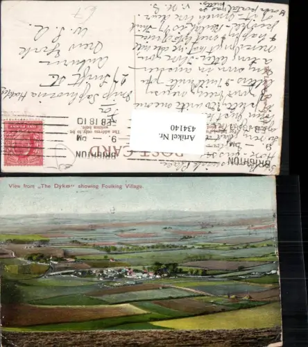 434140,England View from the Dyke showing Foulking Village Dorf Totale