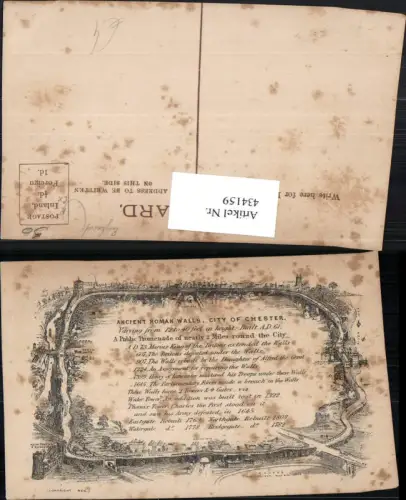 434159,Künstler AK England Chester City Roman Walls Stadtmauer