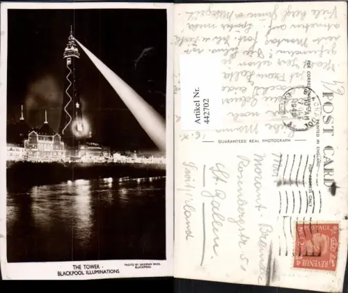 442702,England Blackpool Tower Leuchtturm b. Nacht